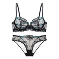 Ensemble de soutien-gorge en dentelle florale et culotte assortie pour femmes