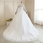 Robe de mariée à manches longues avec traine princesse pour femmes