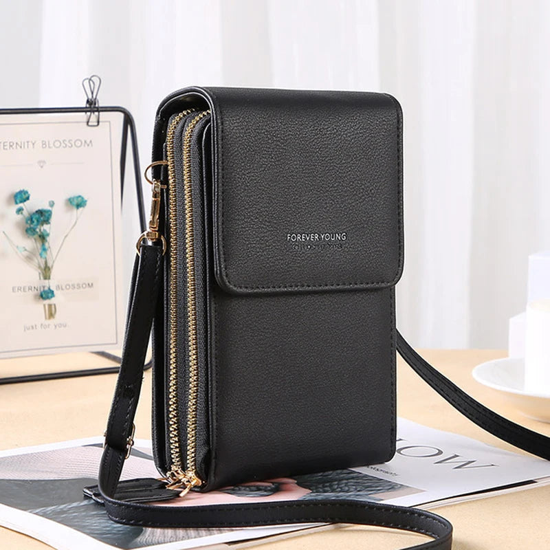 Sac à main pour téléphone portable à écran tactile en cuir souple pour femmes