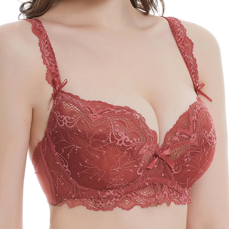 Soutien-gorge avec dentelle florale sans doublure à armatures brassière pour femmes