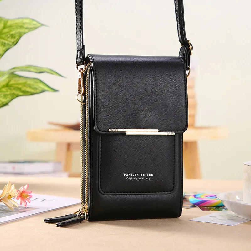 Sac à main pour téléphone portable à écran tactile en cuir souple pour femmes