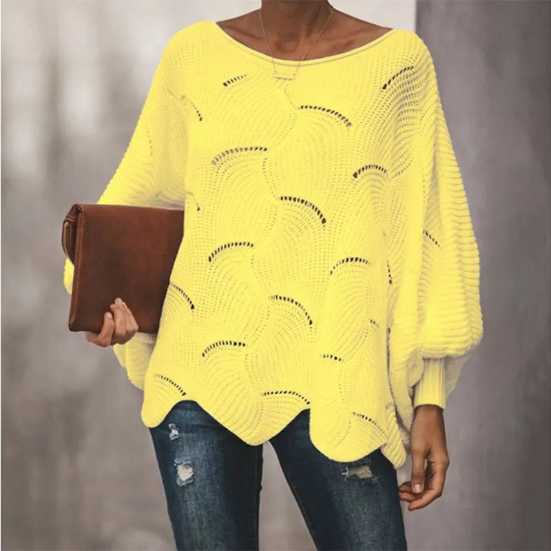 Pull à col rond et manches longues évider pour femmes