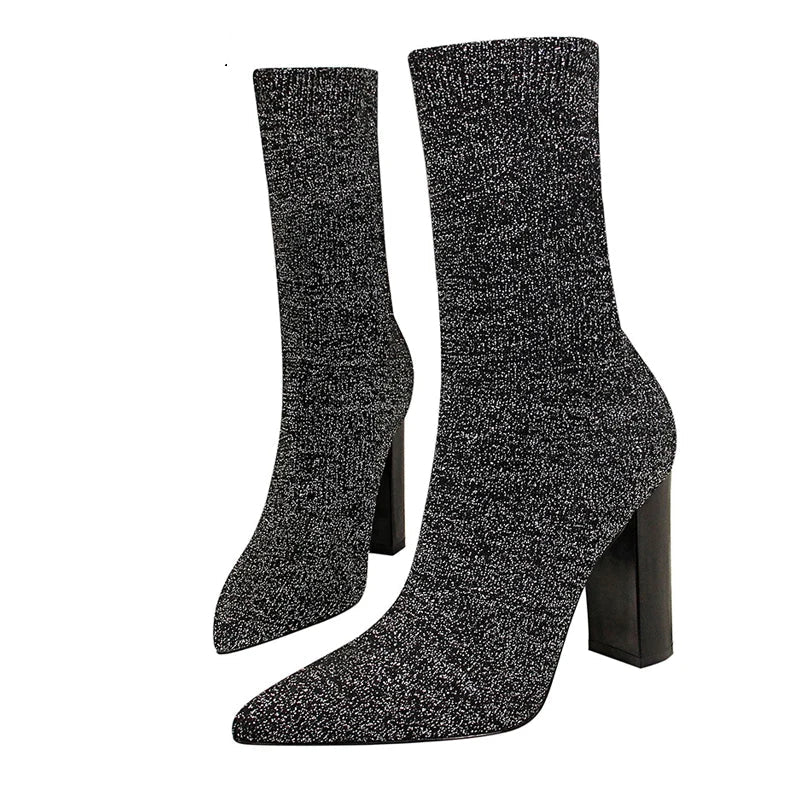 Bottine à talons hauts carrés pour femmes