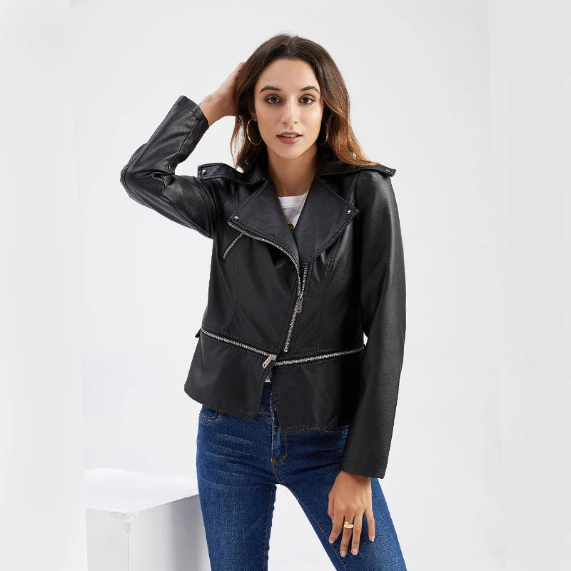 Veste en similicuir PU pour femmes