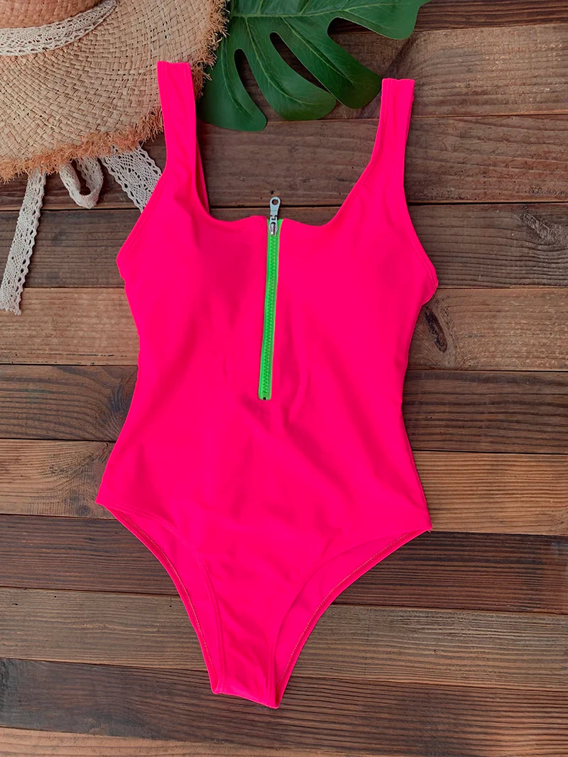 Maillot de Bain 1 Pièce Femme – Zip et Dos Nu