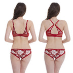 Ensemble soutien-gorge et culotte ultra-fins en dentelle pour femmes