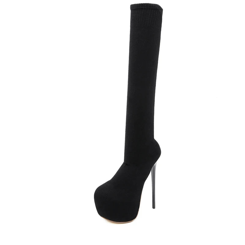 Bottes cuissardes à talons plateforme pour femmes