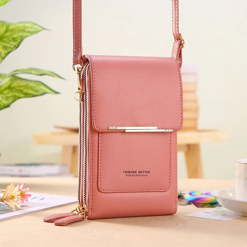 Sac à main pour téléphone portable à écran tactile en cuir souple pour femmes
