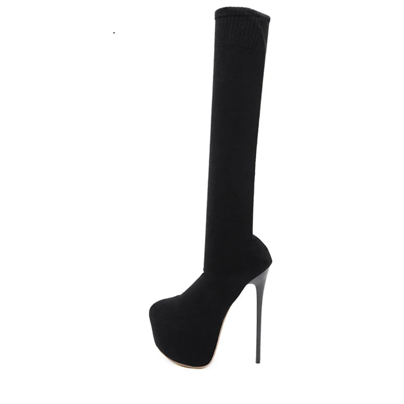 Bottes cuissardes à talons plateforme pour femmes