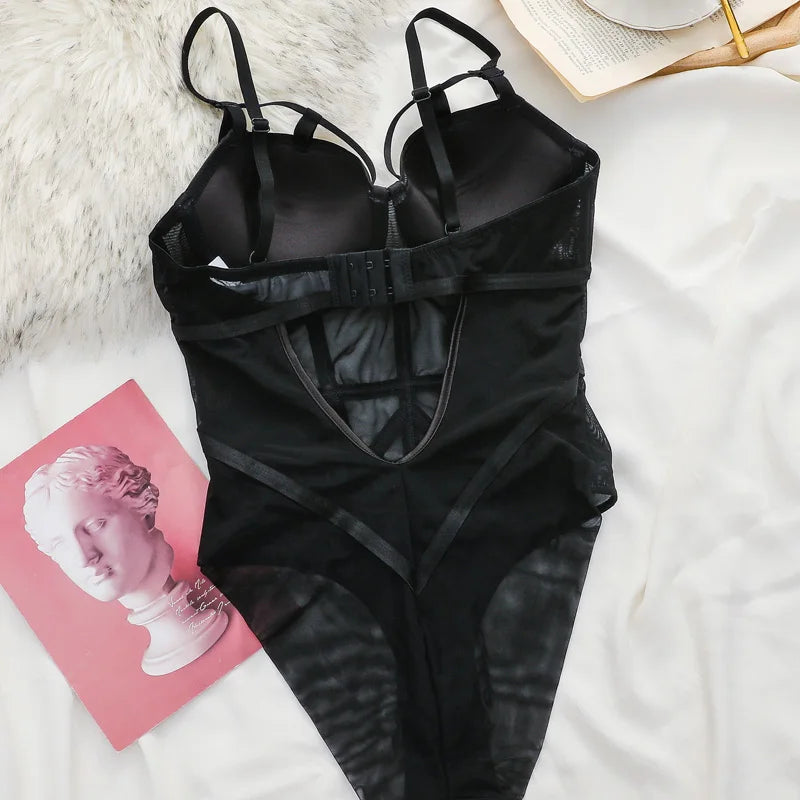 Body Push Up en dentelle transparente pour femmes