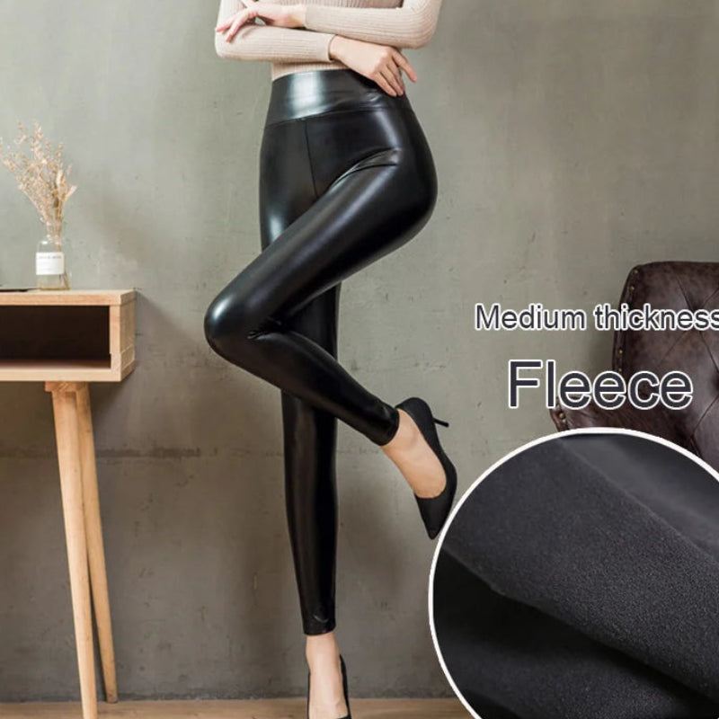 Leggings en cuir PU pour femmes