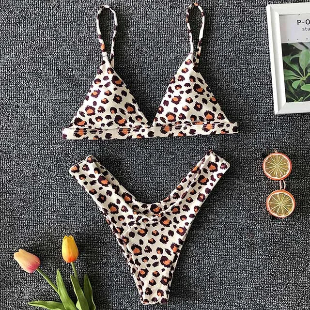 Maillot de bain deux pièces imprimé pour femmes