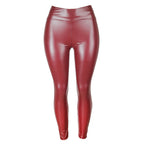 Leggings en cuir PU Push-Up  slim, taille haute pour femmes