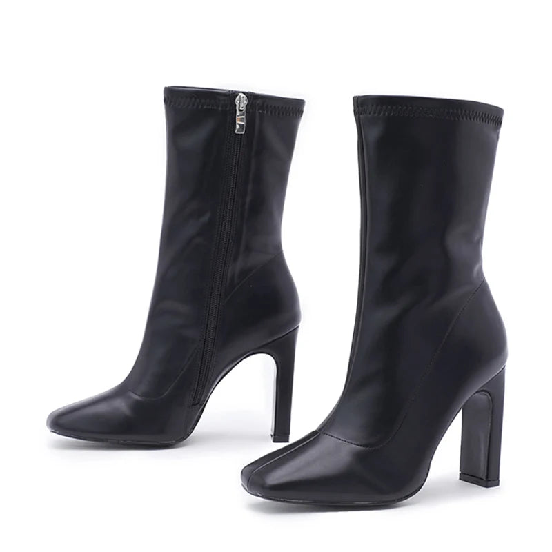 Bottines blanches en cuir PU de haute qualité pour femmes