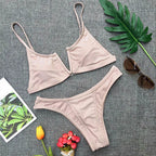 Maillot de bain deux pièces en forme de V pour femmes