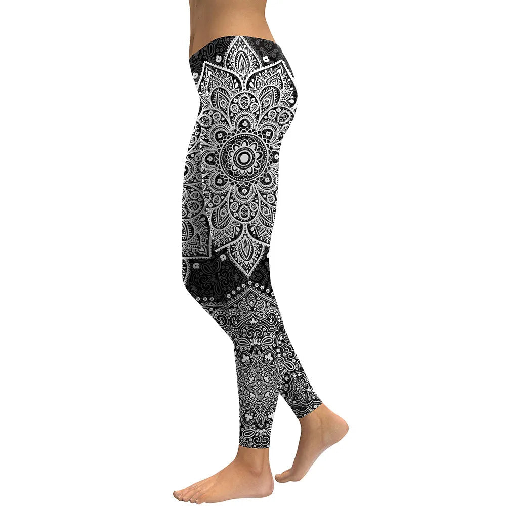 Leggings mandala gris pour femmes