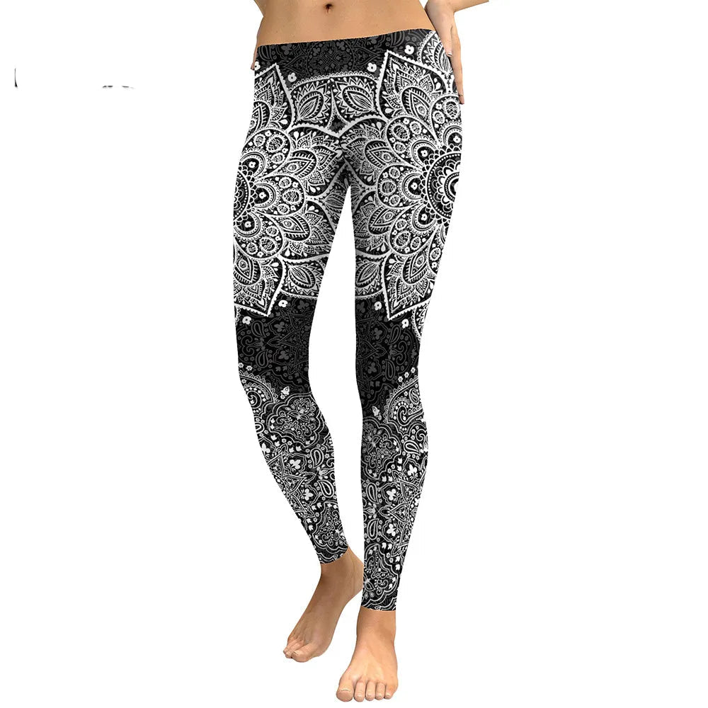 Leggings mandala gris pour femmes