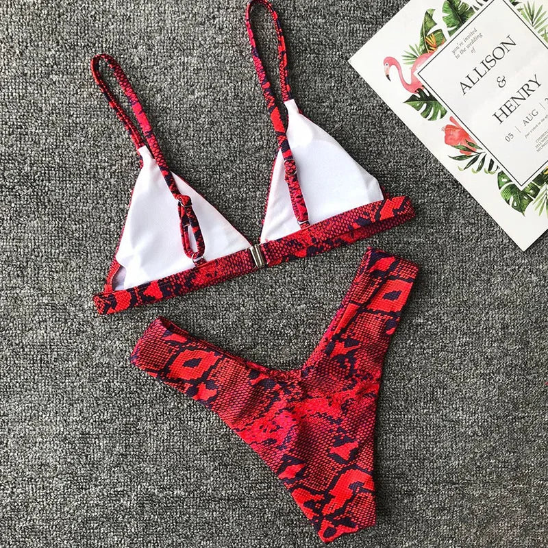 Maillot de bain deux pièces imprimé pour femmes