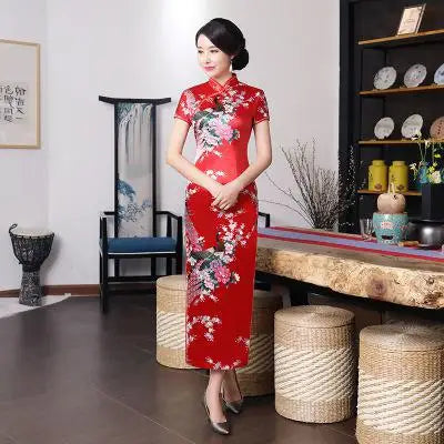Robe longue chinoise violette pour femmes