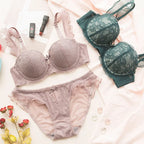 Ensemble culotte et soutien-gorge push-up en dentelle à volants sexy pour femmes
