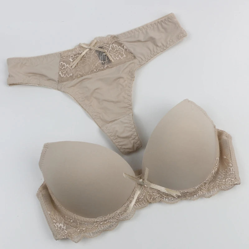 Ensemble de soutien-gorge Push UP en coton et Polyester pour femmes,