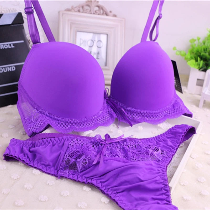 Ensemble de soutien-gorge Push UP en coton et Polyester pour femmes,