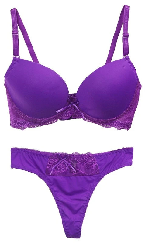 Ensemble de soutien-gorge Push UP en coton et Polyester pour femmes,