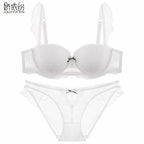 Ensemble culotte et soutien-gorge push-up en dentelle à volants sexy pour femmes