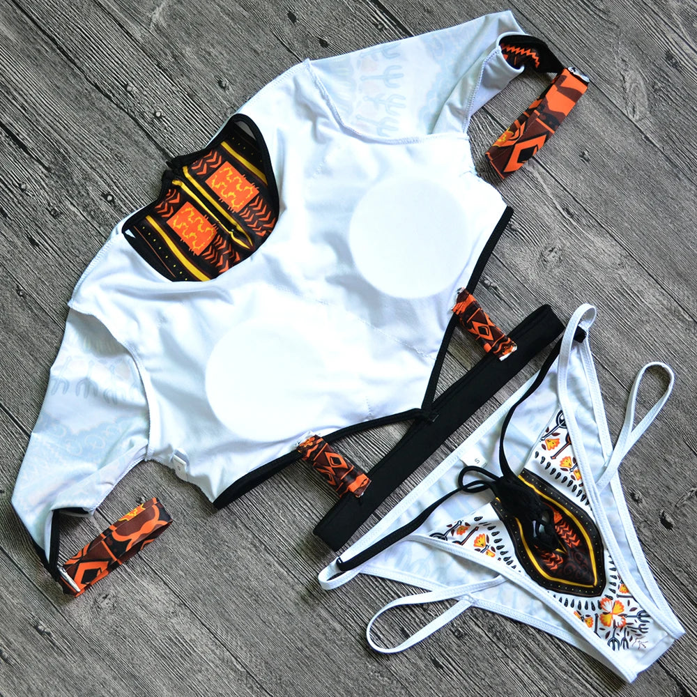 Maillot de bain deux pièces imprimé africain pour femmes