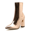 bottines en cuir verni doré et argenté pour femmes