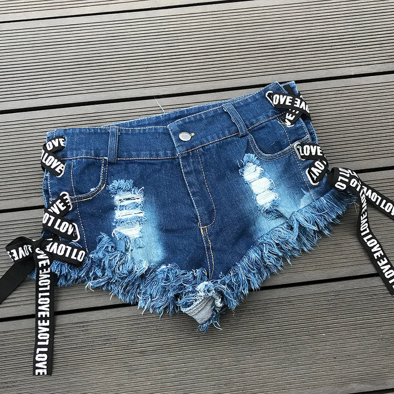 Short en jean taille basse pour femmes