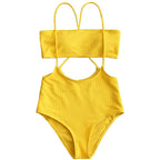 Maillot de bain rainuré deux pièces à culotte tanga pour femmes