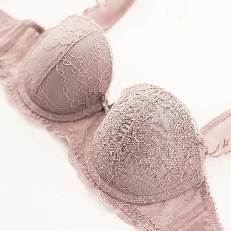 Ensemble culotte et soutien-gorge push-up en dentelle à volants sexy pour femmes