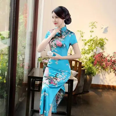 Robe longue chinoise violette pour femmes