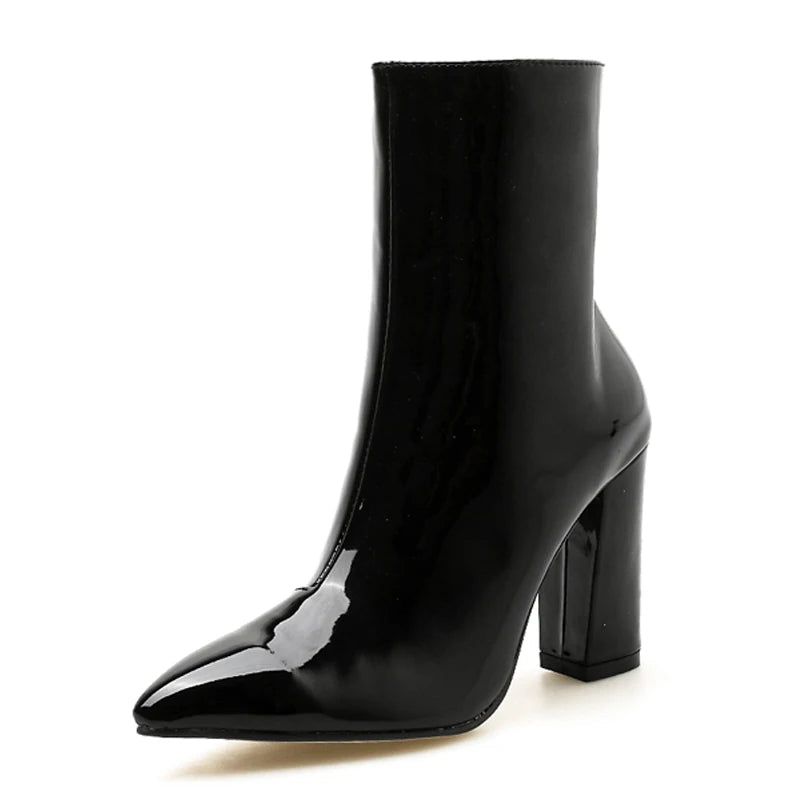 bottines en cuir verni doré et argenté pour femmes