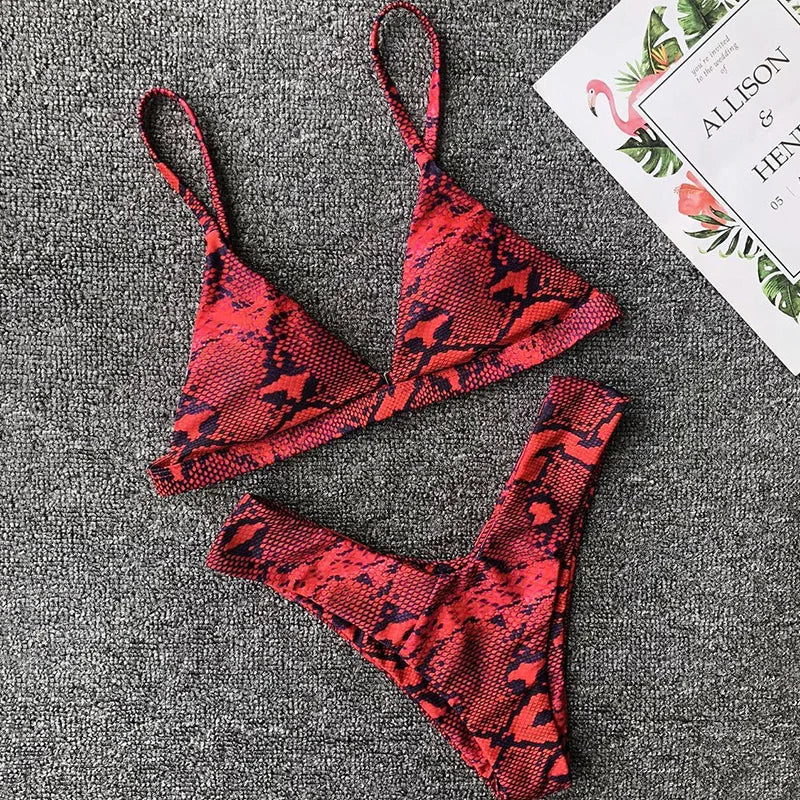 Maillot de bain deux pièces imprimé pour femmes