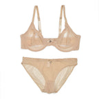 Ensemble soutien-gorge en maille transparente et culotte pour femmes