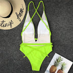 Maillot de bain une pièce, décolleté en V plongeant, pour femmes