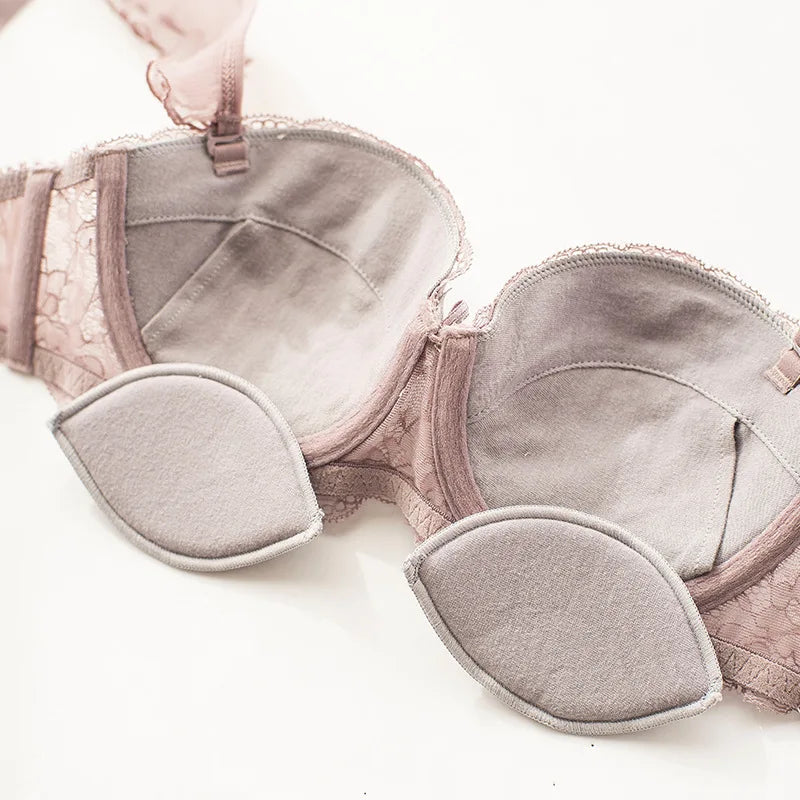 Ensemble culotte et soutien-gorge push-up en dentelle à volants sexy pour femmes