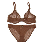 Ensemble soutien-gorge en maille transparente et culotte pour femmes
