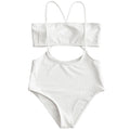 Maillot de bain rainuré deux pièces à culotte tanga pour femmes