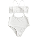 Maillot de bain rainuré deux pièces à culotte tanga pour femmes
