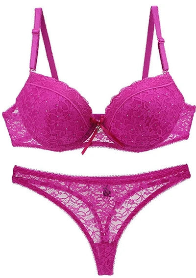 Ensemble de soutien-gorge Push Up en dentelle pour femmes