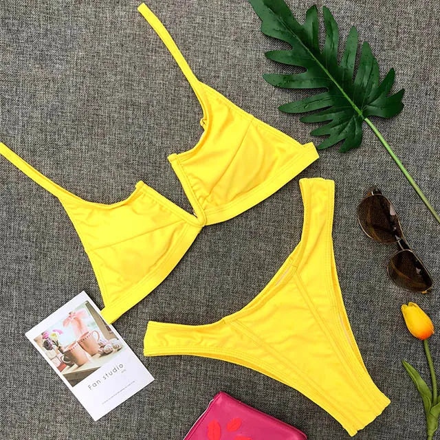Maillot de bain deux pièces en forme de V pour femmes