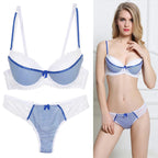 Ensemble de soutien-gorge Push Up en dentelle et string pour femmes