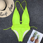 Maillot de bain une pièce, décolleté en V plongeant, pour femmes