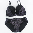 Ensemble de soutien-gorge push-up rembourré à armatures et nœud et culotte pour femmes