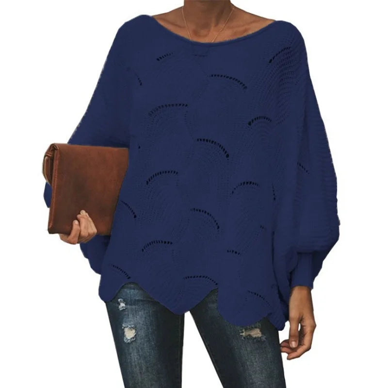 Pull à col rond et manches longues évider pour femmes