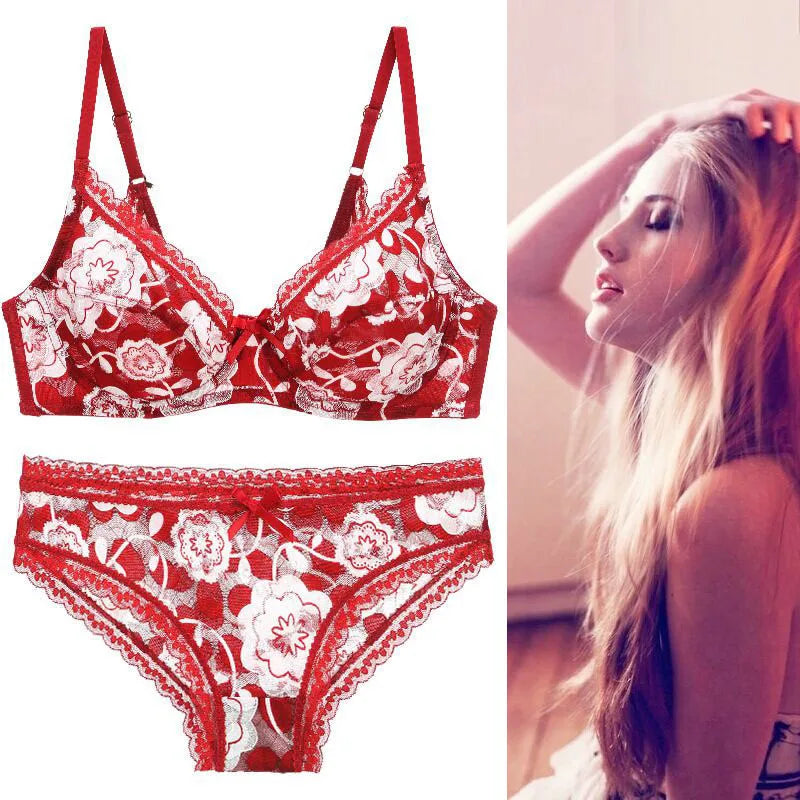 Ensembles soutien-gorge en dentelle Push Up et culotte pour femmes
