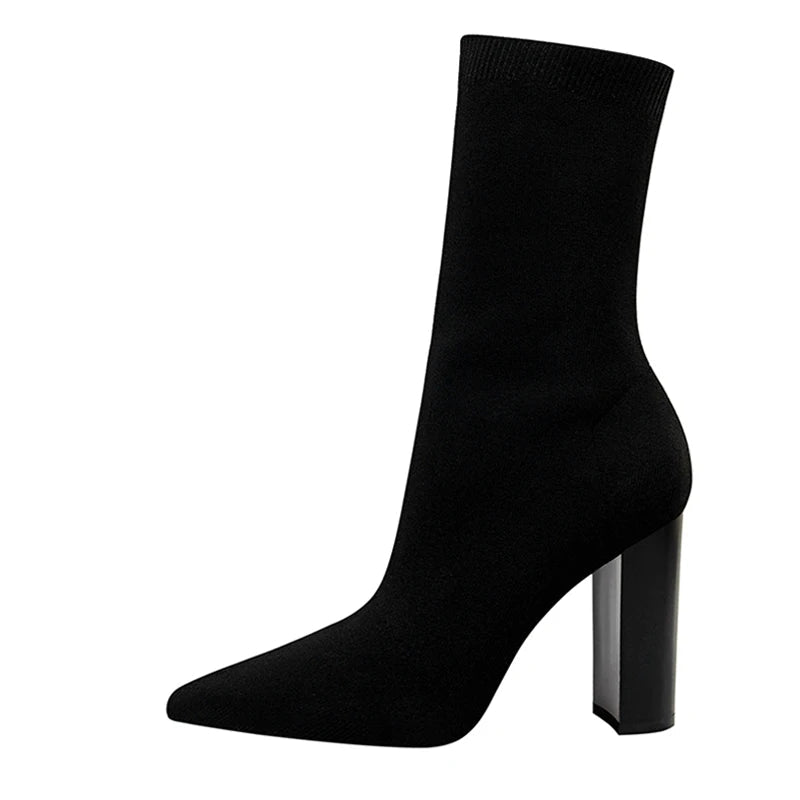 Bottine à talons hauts carrés pour femmes
